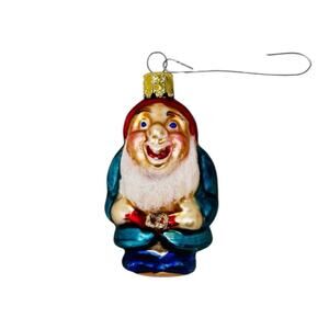 Vintage Glass Christmas Ornament West Germany Gnome Festive Red Hat Christborn